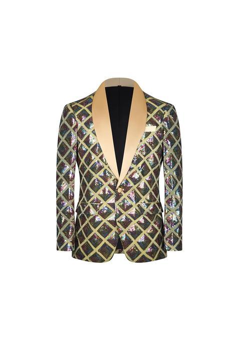 Styleheaven Mens Glitter Jacket Visually Striking Catching Design Glitter Jacket Shimmering Tuxedo Jacket