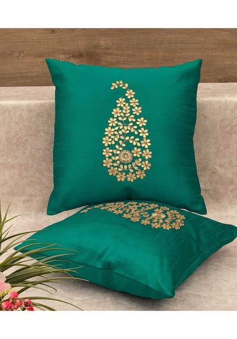 Prem Creations Hand Embroidered Floral Decorative Cushion Pillow Elegant Embroidered Throw Pillow for Sofa Bed