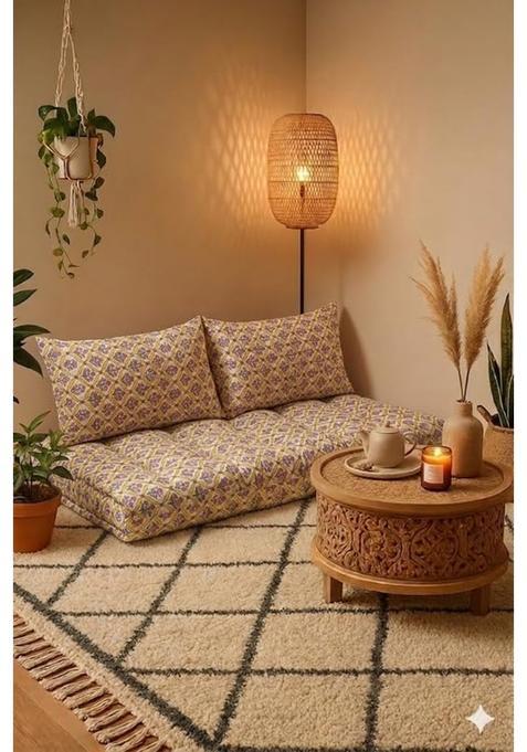 Urban Den Low Seating Floor Cushion 70 X 110 CM with 2 Back Support Cushions