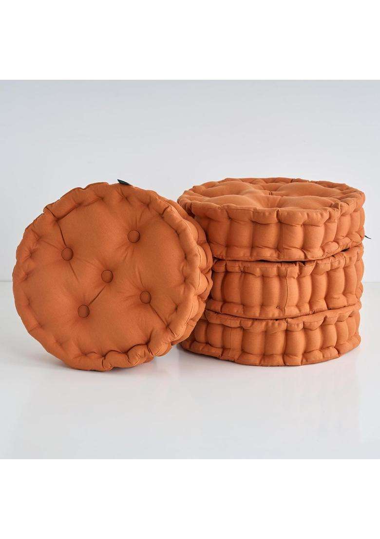 Skanda FAB Premium Hand Plotted Reversible Cinnamon Brown 40 X 40 X 8 CM Pack of 4 - Indya