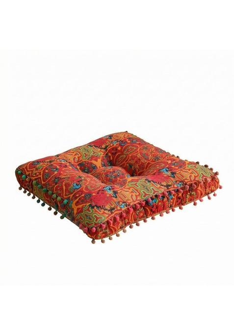 Trendivibe Tufted Floor Cushioned Softness Padded Quilted Seat Cushion for Bay Window Sofa Orange Morocco