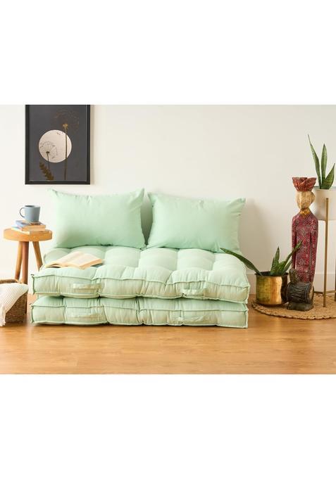 Skanda FAB Low Seating Cushion 100 Percent Cotton Twill Hand Plotted Microfiber Filling Pack of 2
