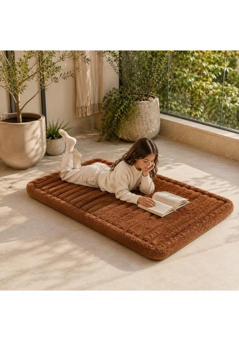 Mollismoons Brown Foldable Floor Cushion for Sitting Car Sleeping Bed Mattress for 7 Seater SUV
