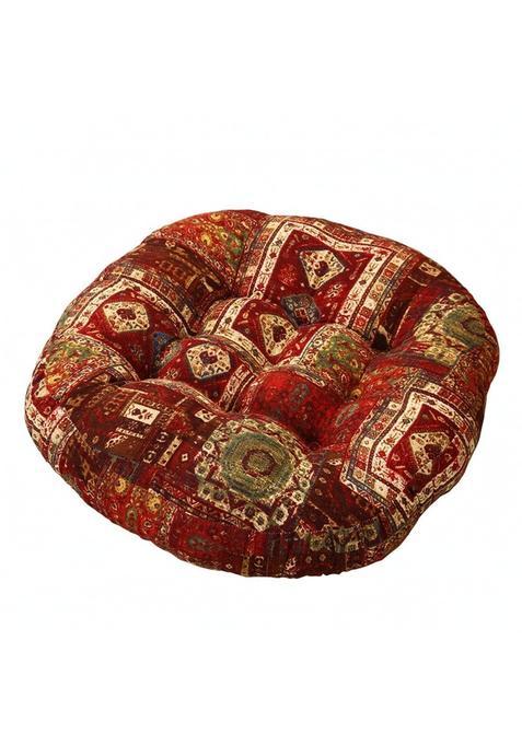 Clovrix Decorative Round Seat Cushion Multifunctional Floor Cushion with Tufted Center Cotton Bohemian Floor