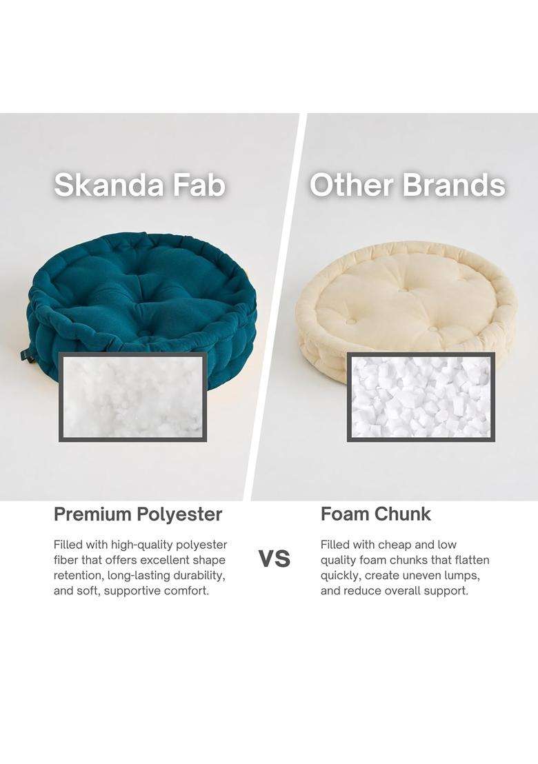 Skanda FAB Premium Hand Plotted Reversible Botanical Green 40 X 40 X 8 CM Pack of 4 - Indya