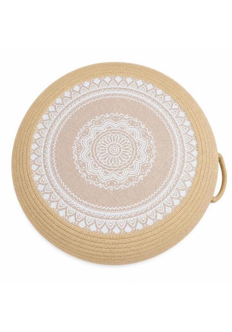 Clovrix Low Sitting Floor Cushion with Woven Rope Exterior Thick Round Floor Cushion Boho Pouf Rustic