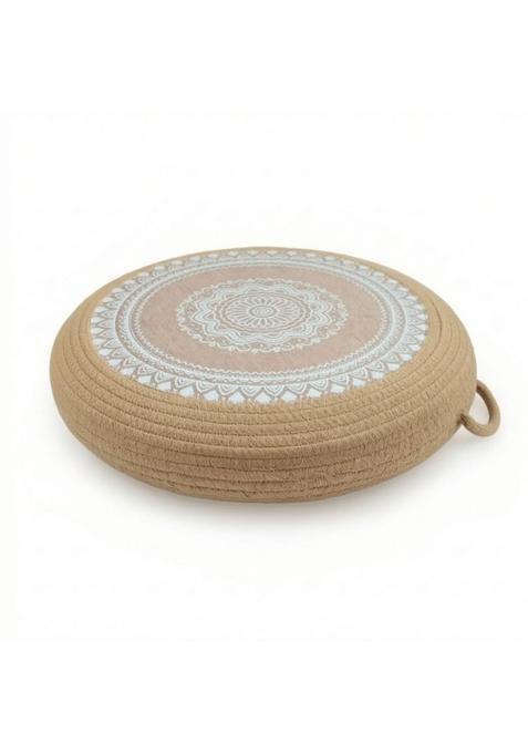 Clovrix Low Sitting Floor Cushion with Woven Rope Exterior Thick Round Floor Cushion Boho Pouf Rustic