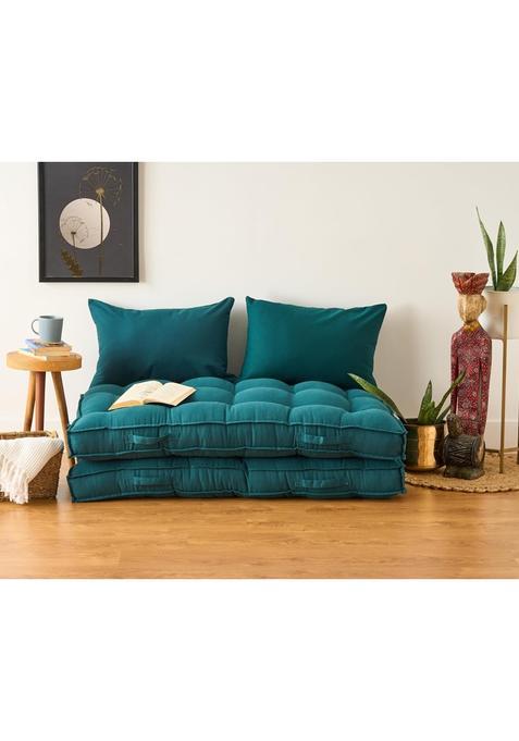 Skanda FAB Low Seating Cushion 100 Percent Cotton Twill Hand Plotted Microfiber Filling Pack of 2