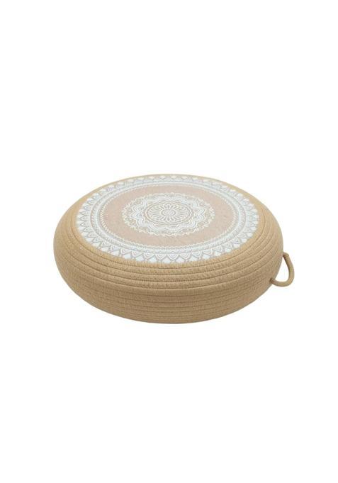 Clovrix Low Sitting Floor Cushion with Woven Rope Exterior Thick Round Floor Cushion Boho Pouf Rustic