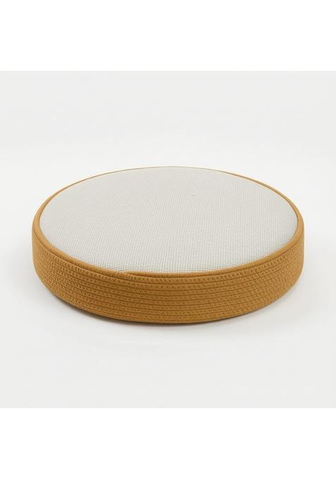 Ojiva Round Floor Cushion with Braided Side Woven Tatami Cushion Thick Cozy for Meditation Reading Corner