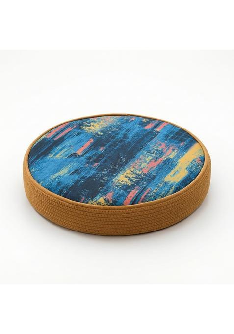 Clovrix Round Floor Cushion with Braided Side Woven Tatami Cushion Thick Cozy for Meditation Reading Corner