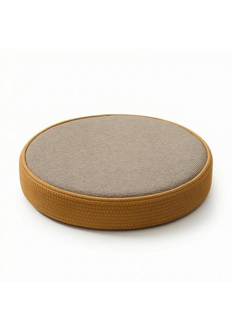 Ojiva Round Floor Cushion with Braided Side Woven Tatami Cushion Thick Cozy for Meditation Reading Corner