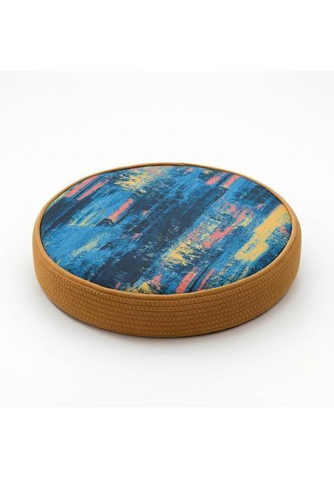 Clovrix Round Floor Cushion with Braided Side Woven Tatami Cushion Thick Cozy for Meditation Reading Corner