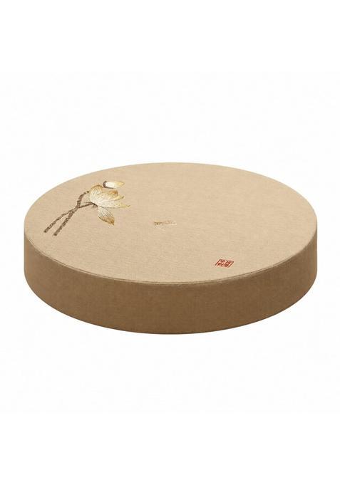 Clovrix Washable Linen Floor Cushion Embroidered Floor Cushion with Removable Cover Soft Round Meditation