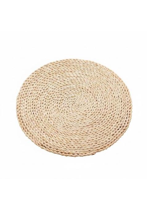 Calandis Multicolour Handwoven Corn Husk Floor Cushion Round Woven Floor Cushion for Meditation 50CM Cornhusk