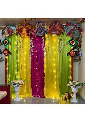 Sellplus Multicolour Backdrop Setup for Mehndi Marrige Pooja Ganpati