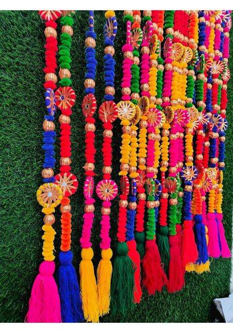 Style Speaks India 4 Feet Long Colorful Holi Decoration Pom Garlands for Decoration Wedding Decoration Stage