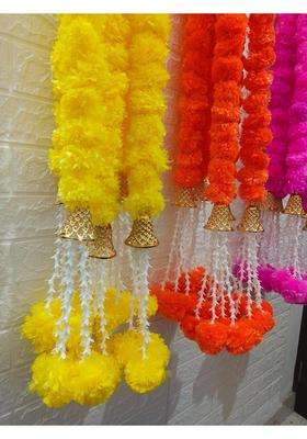 Style Speaks India 5 Feet Long Marigold Garlands with Tuberose and Bell Pink Pack of 40