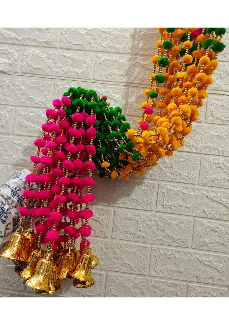 Style Speaks India 4 Feet Long Pompom String Garland Artificial Wall Hanging Colorful Holi Decoration Haldi - Indya