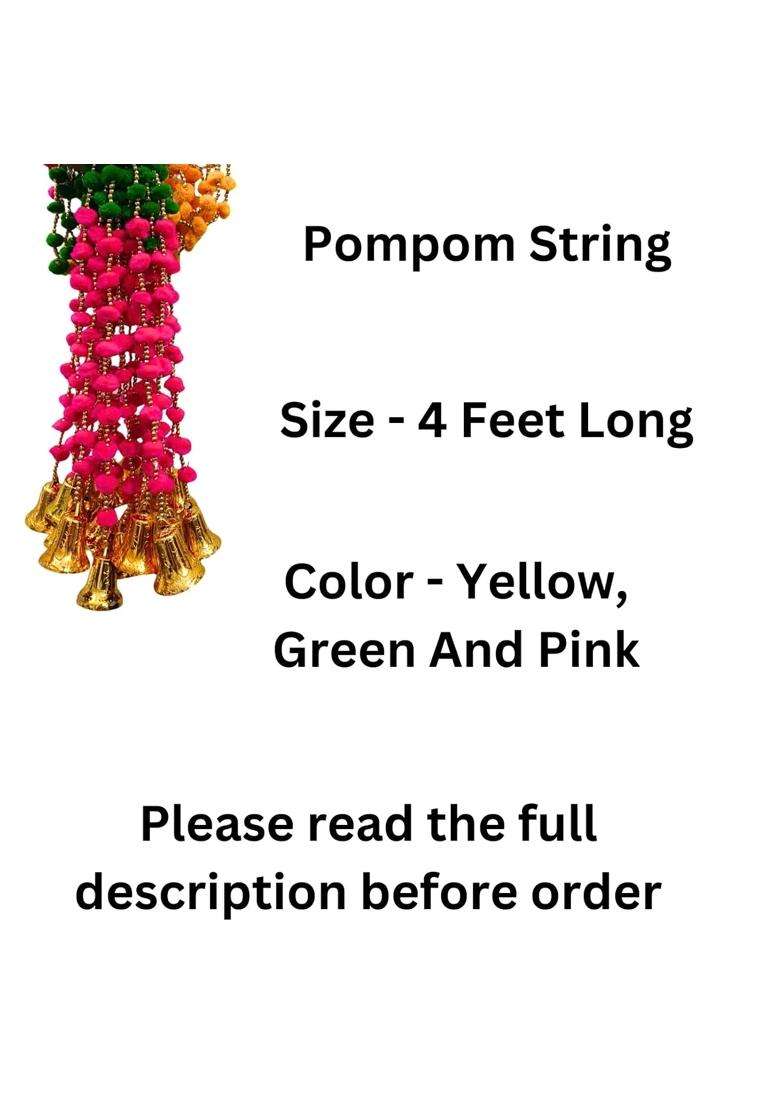 Style Speaks India 4 Feet Long Pompom String Garland Artificial Wall Hanging Colorful Holi Decoration Haldi - Indya