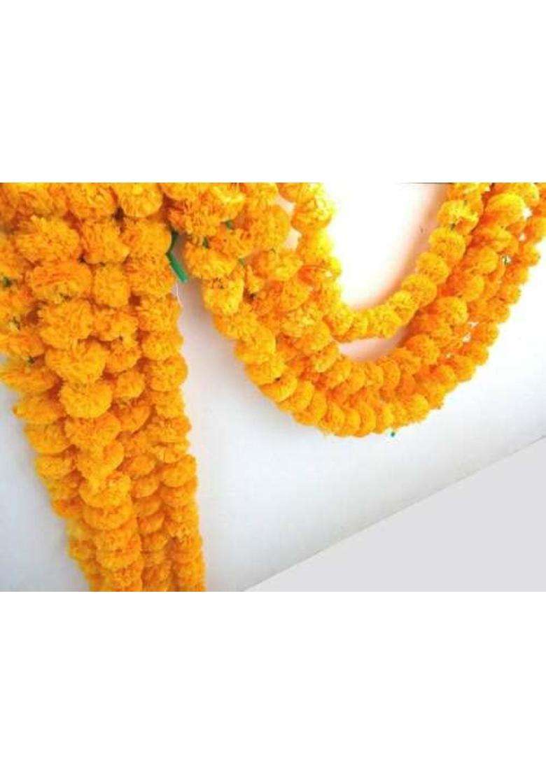 Gajanad Artistry 10 Strings Mango Color Indian Decorative Artificial Plastic Flowers Home Decor Party Mehndi - Indya