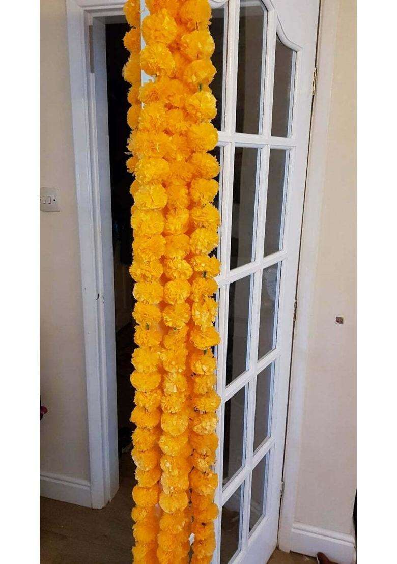 Gajanad Artistry 10 Strings Mango Color Indian Decorative Artificial Plastic Flowers Home Decor Party Mehndi - Indya