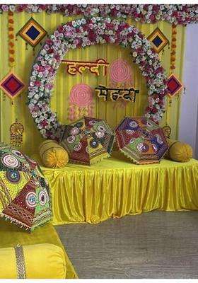 Sellplus Multicolour Backdrop Setup for Mehndi Marrige Pooja Ganpati
