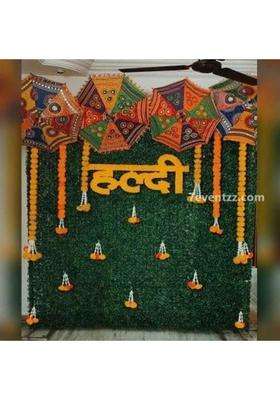Sellplus Multicolour Backdrop Setup for Mehndi Marrige Pooja Ganpati
