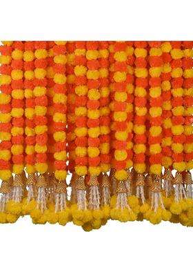 Diyana Impex Marigold Garland for Decoration 5 Pcs of 5 Feet Long Strands Artificial Marigold Flowers