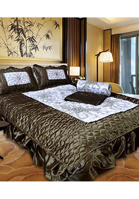 Manavrachit Satin Bedding Pc 88X60 Inch Bedsheet with 2 Pillow Covers King Size Ac Comforter Set of 4