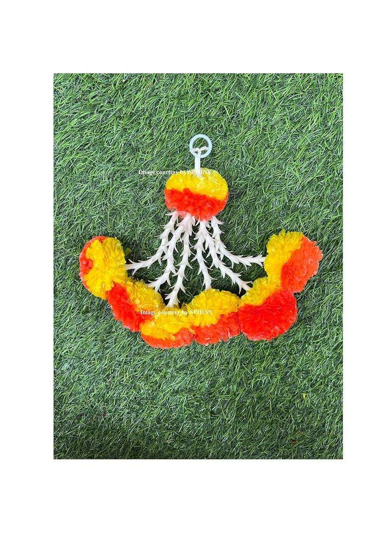 Sphinx Artificial Marigold and Rajnigandha Tassles Clustered Strings Decorative Latkans - Indya