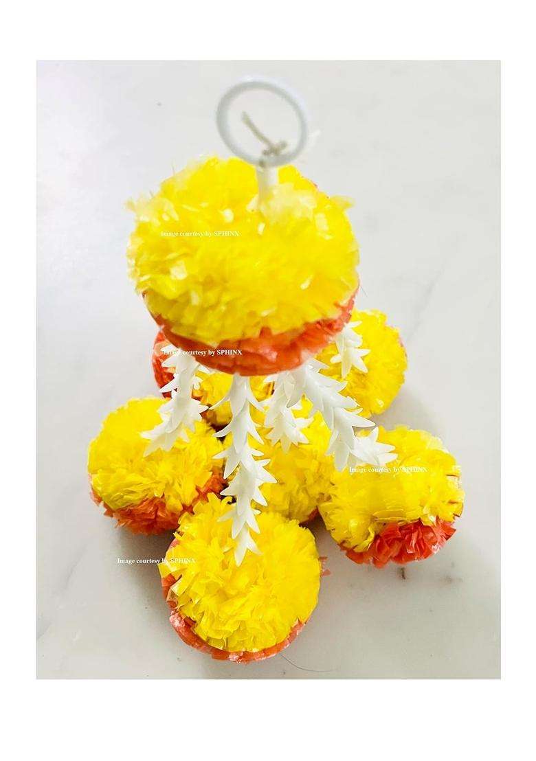 Sphinx Artificial Marigold and Rajnigandha Tassles Clustered Strings Decorative Latkans - Indya