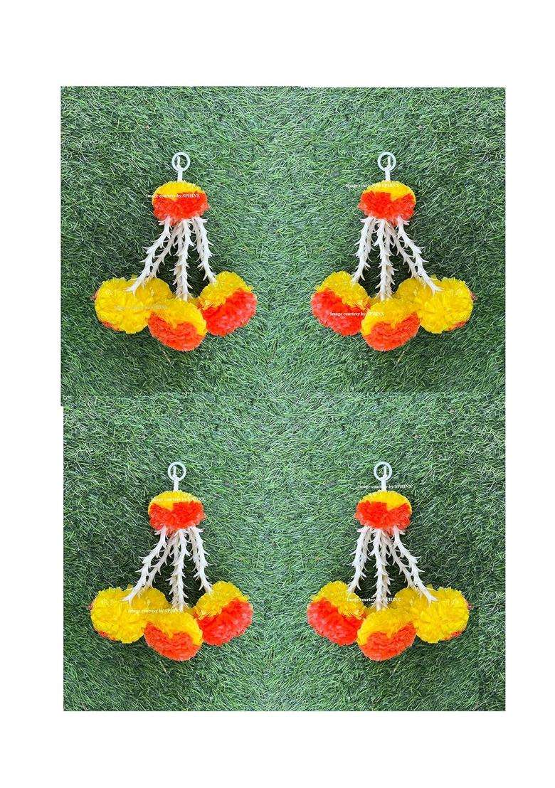 Sphinx Artificial Marigold and Rajnigandha Tassles Clustered Strings Decorative Latkans - Indya