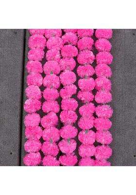 Boho Sanskriti 10 Pink Color Artificial Strings Marigold Flower 4 and Half FEET Long for Parties Weddings