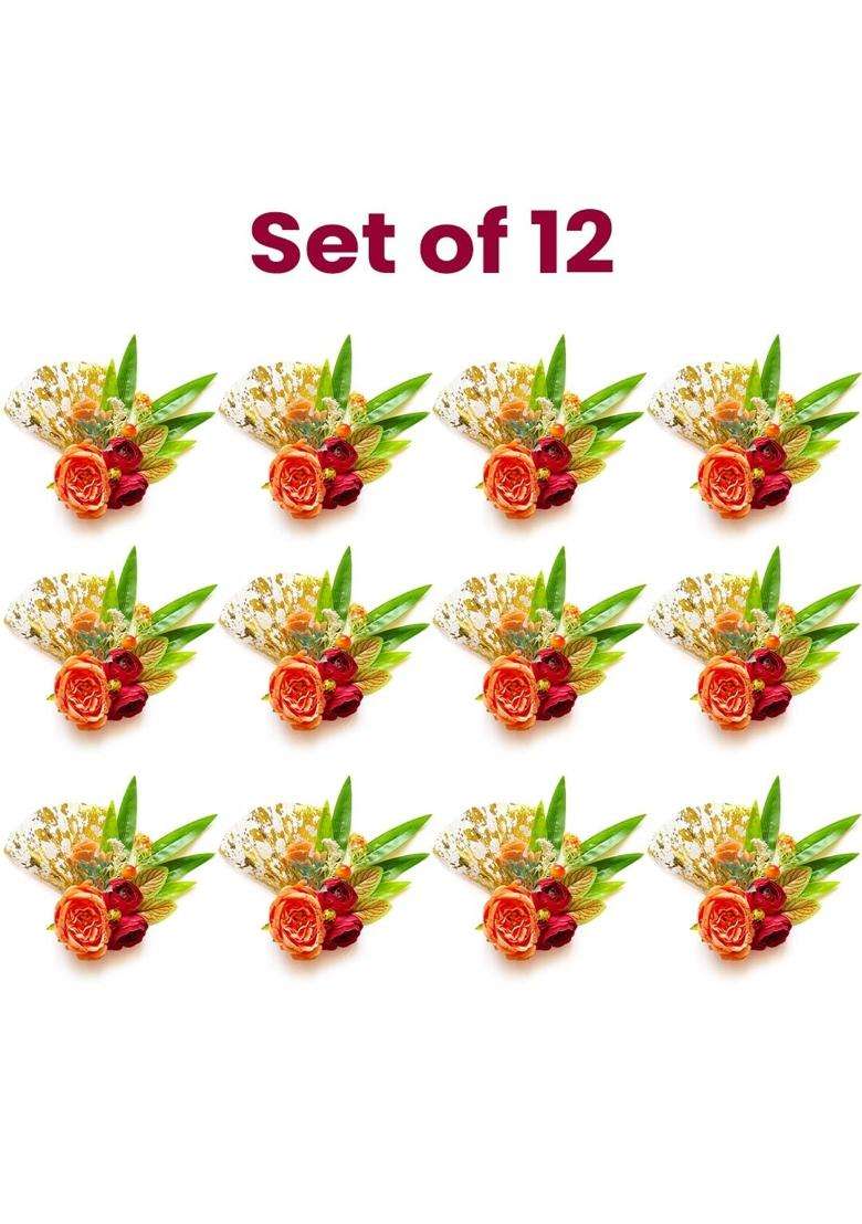 Adikala Handmade Big Artificial Rose Flower Bamboo Grass Bunch Flower Brooch Hamper for Decoration Gifting - Indya