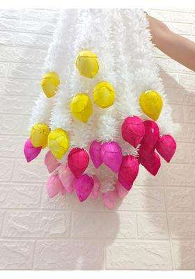Style Speaks India 3 Feet Red Color Lotus Bud and Jasmine Flower Garland Elegant Floral String
