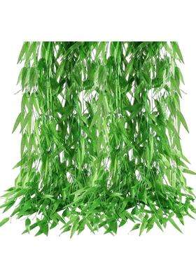Hogado 50Pcs 375 Feet Artificial Vine Faux Silk Willow Rattan Wicker Twig Green Leaves Garland Simulation Home
