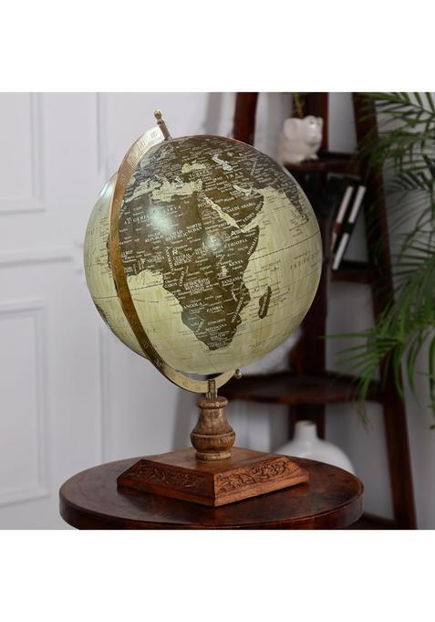Cosmic Globe Exports Rotating World Globe 12 Inch with Metal Arc and Wooden Stand for Show Pieces for Home