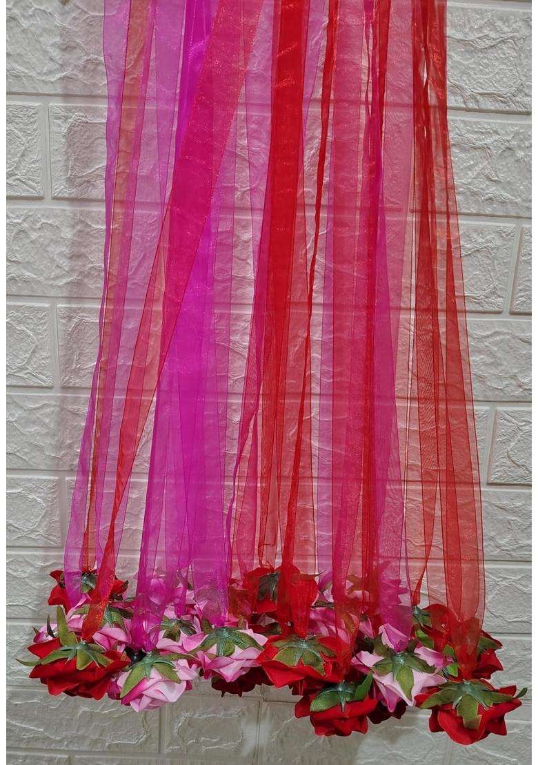 Style Speaks India 4 Feet Pink and Red Rose Floral Garland for Wedding Decor Pack of 50 - Indya