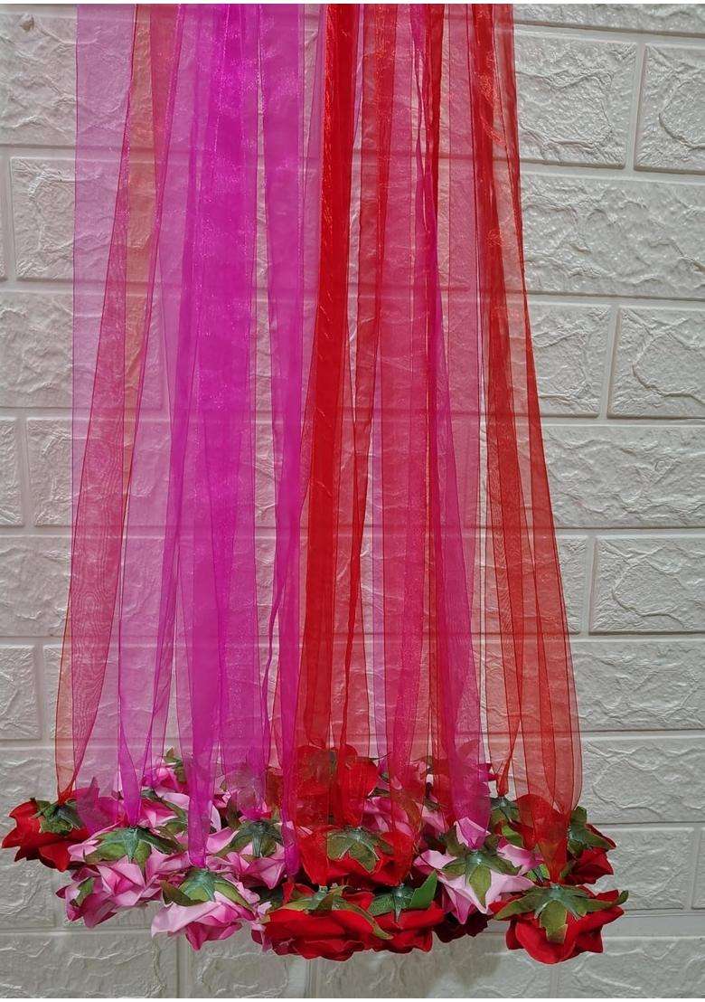 Style Speaks India 4 Feet Pink and Red Rose Floral Garland for Wedding Decor Pack of 50 - Indya