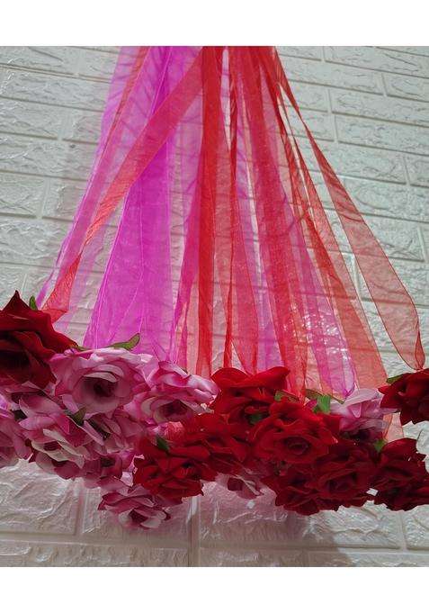 Style Speaks India 4 Feet Pink and Red Rose Floral Garland for Wedding Decor Pack of 50
