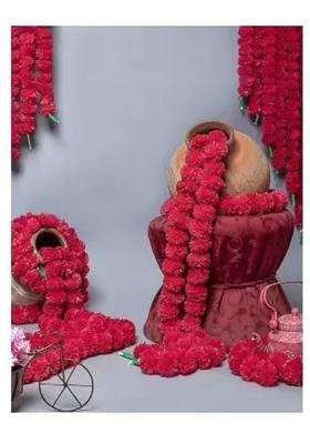 Style Speaks India Indian Handmade Long Artificial Marigold Flower Garlands Red Pack of 50