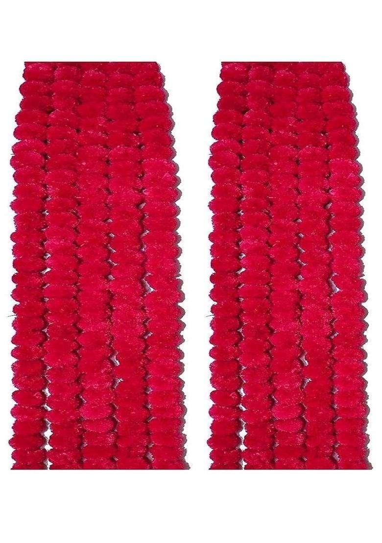 Style Speaks India Indian Handmade Long Artificial Marigold Flower Garlands Red Pack of 50 - Indya