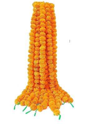 Style Speaks India Indian Handmade Long Artificial Marigold Flower Garlands Orange Pack of 50