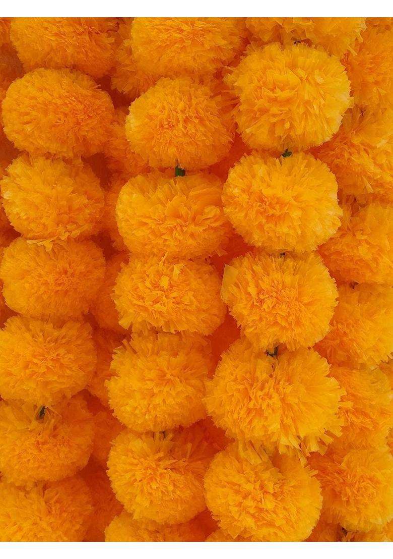 Style Speaks India Indian Handmade Long Artificial Marigold Flower Garlands Orange Pack of 50 - Indya