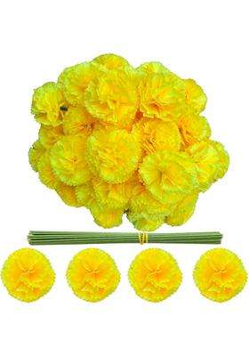Gusaloo Marigold Flower Heads Bulk 50Pcs Silk Marigold Artificial Flowers for Diwali Home Decor DIY Wreath