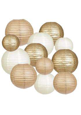 CC Wonderland Zone 12Pcs Gold Cream and Khaki Paper Lanterns