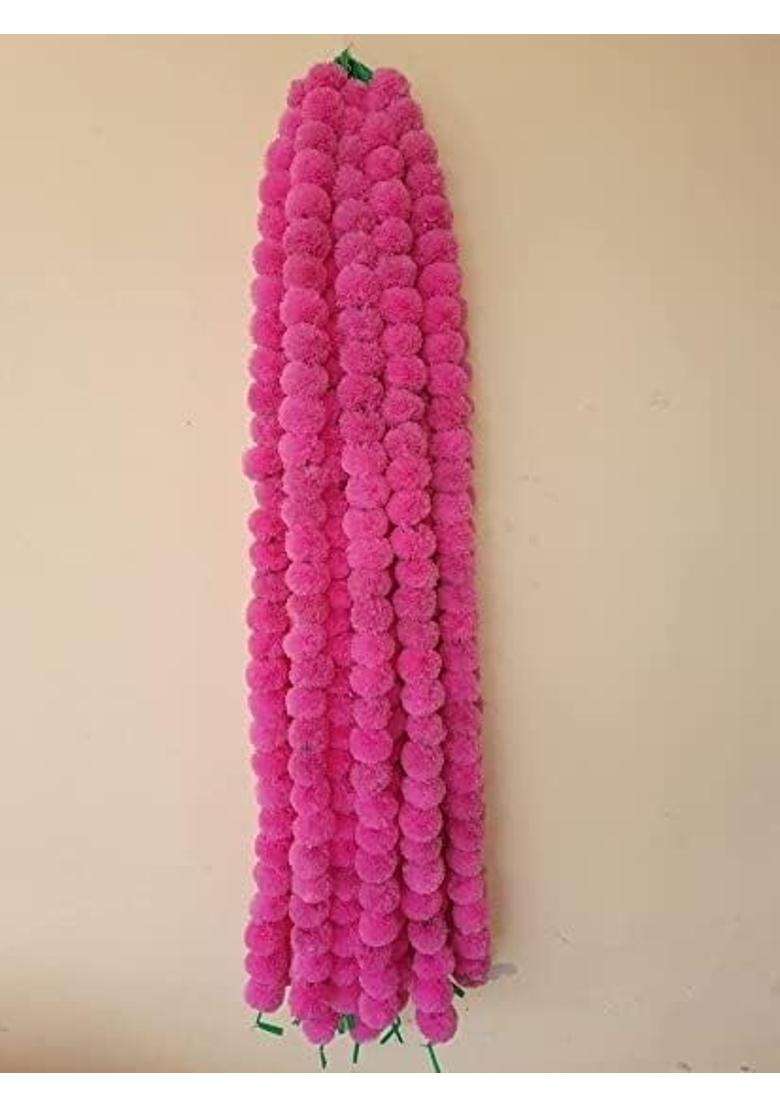 Style Speaks India Indian Handmade Long Artificial Marigold Flower Garlands Pink Pack of 50 - Indya