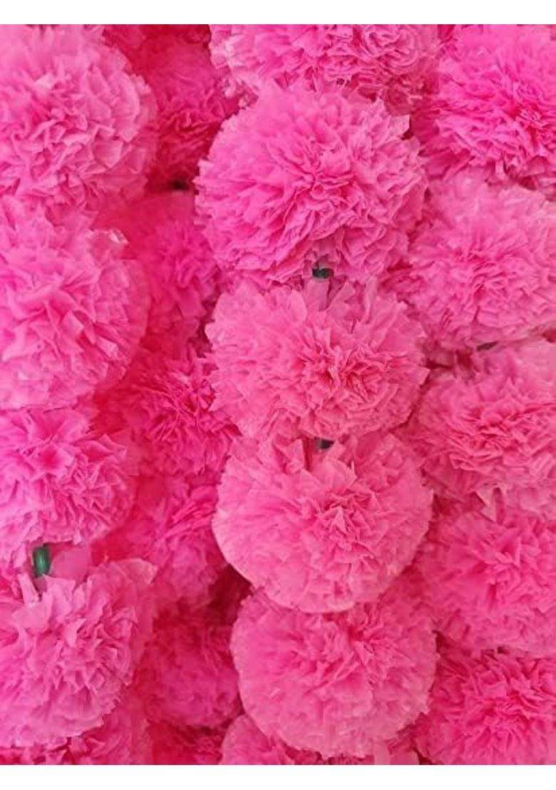 Style Speaks India Indian Handmade Long Artificial Marigold Flower Garlands Pink Pack of 50 - Indya