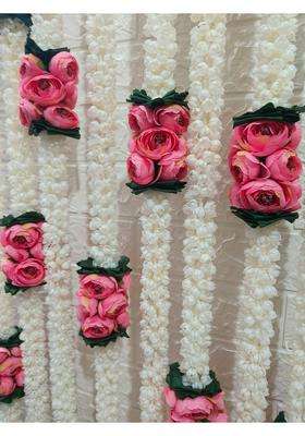 Style Speaks India Mogra and Ranunculus Flower Garland White and Pink Pack of 20
